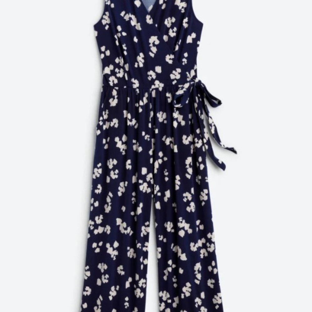 Delaney Knit Cropped Jumpsuit in Navy